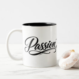 Passie Script | Elegante Minimalistische Typografi Tweekleurige Koffiemok