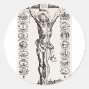 Passie van Jezus kruisiging van Christus Ronde Sticker