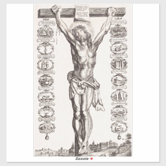 Passie van Jezus kruisiging van Christus Sticker (Vel)