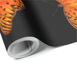Passie vlinder oranje bruin, zwart cadeaupapier