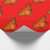 Passie vlinder sinaasappel rood cadeaupapier (Hoek)