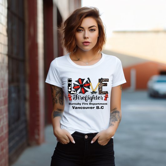 Passie voor brandbestrijding met dappere harten t-shirt