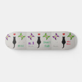 Passie Zwarte Kat met Rode Hart & Vlinders Persoonlijk Skateboard (Horizontaal)