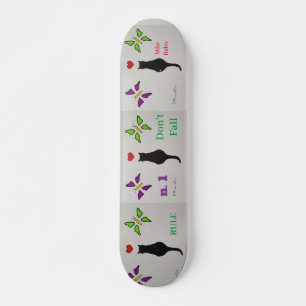 Passie Zwarte Kat met Rode Hart & Vlinders Persoonlijk Skateboard