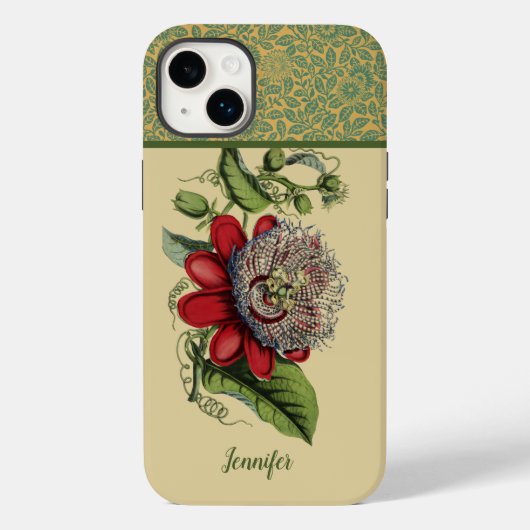 passiebloem botanische monogram naam Case-Mate iPhone case (Achterkant)