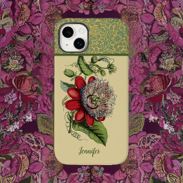 passiebloem botanische monogram naam Case-Mate iPhone 14 plus hoesje