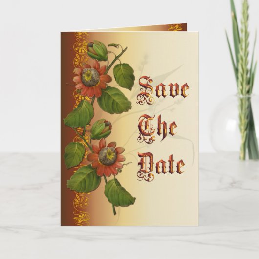 Passiebloem Huwelijk Roest Save the Date (Voorkant)