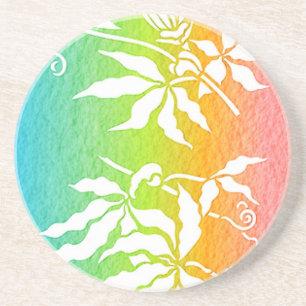 Passiebloem met regenboog zandsteen onderzetter
