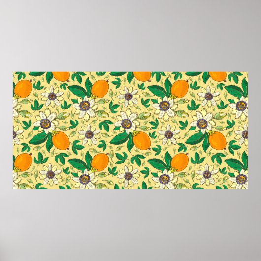 passiebloem (passiefbloem, passievrucht) op een bl poster (Voorkant)