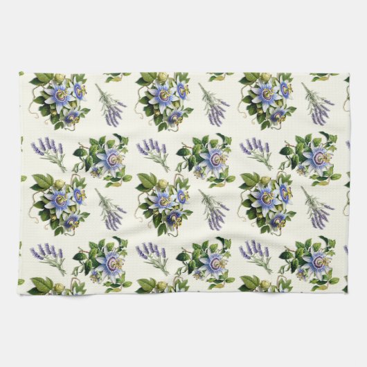 Passiebloem Sage Ecru Bloemen Keuken Schotel Handd Theedoek (Horizontaal)