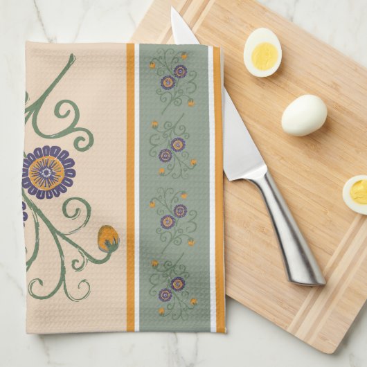 Passiebloem theedoek met een  vibe (Quarter Fold)