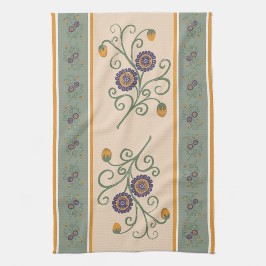 Passiebloem theedoek met een  vibe (Verticaal)