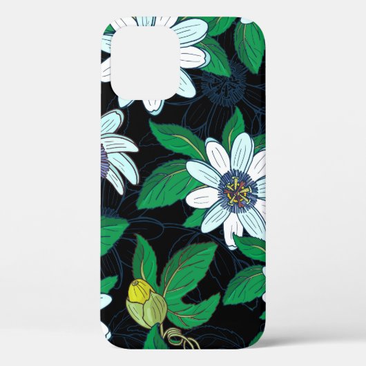 passiebloem zwarte achtergrond bloemnaadloos Case-Mate iPhone case (Achterkant)