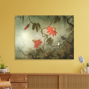 Passiebloemen en Kolibries door Martin J Heade Canvas Afdruk