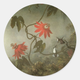 Passiebloemen en Kolibries door Martin J Heade Ronde Sticker