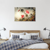 Passiebloemen met Kolibries Canvas Afdruk (Insitu (Slaapkamer))
