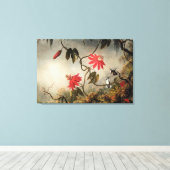 Passiebloemen met Kolibries Canvas Afdruk (Insitu (Houten vloer))