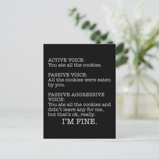 Passief-Agressieve Stem Funny Sarcastic Quote Briefkaart (Staand voorkant)
