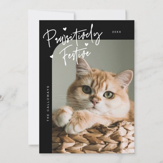Passief feestelijke kattenfoto Black Christmas Feestdagenkaart (Voorkant)