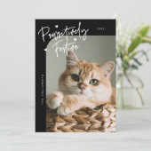 Passief feestelijke kattenfoto Black Christmas Feestdagenkaart (Staand voorkant)