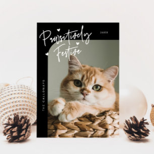 Passief feestelijke kattenfoto Black Christmas Feestdagenkaart
