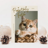 Passief feestelijke kattenfotocrème Kerstmis Feestdagenkaart