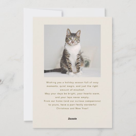 Passief feestelijke kattenfotocrème Kerstmis Feestdagenkaart (Achterkant)