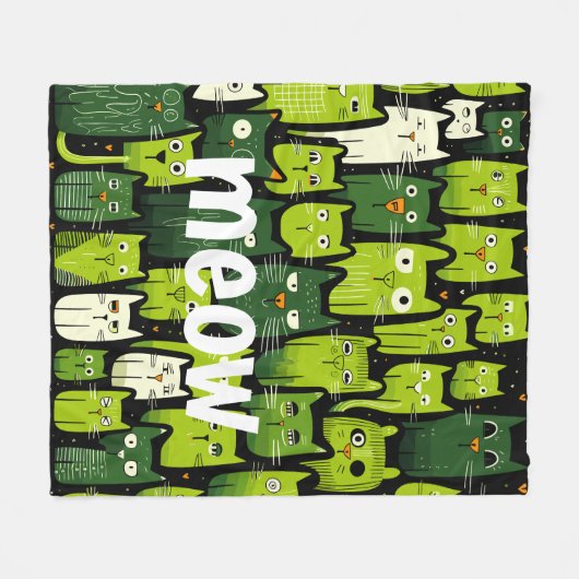 Passief Gezellig: Leuke Grappige Doodle Cat Lover Fleece Deken (Voorkant (Horizontaal))
