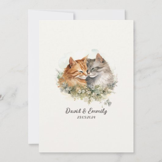 Passief in liefde romantische kat paar bruiloft kaart (Achterkant)