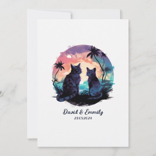 Passief in liefde zonsondergang romantische katten kaart (Achterkant)