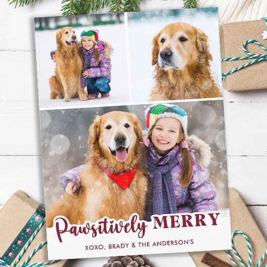 Passief Merry Custom Pet Dog Fotocollage Feestdagenkaart