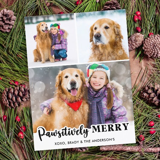 Passief Merry Custom Pet Dog Fotocollage Feestdagenkaart