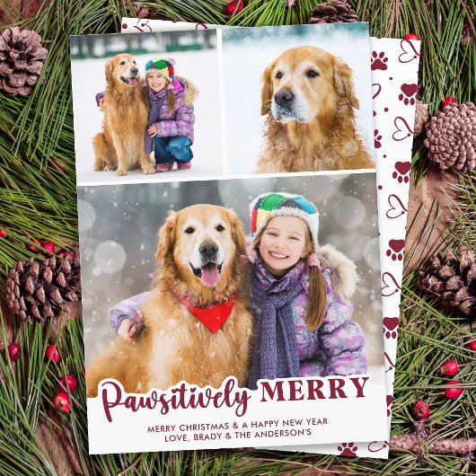 Passief Merry Custom Pet Dog Fotocollage Feestdagenkaart