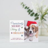 Passief Merry Custom Pet Photo Furry & Bright Feestdagenkaart (Staand voorkant)