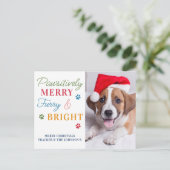 Passief Merry Furry & Bright Custom Pet Foto Feestdagenkaart (Staand voorkant)