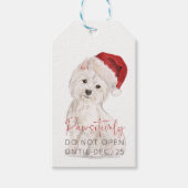 PASSIEF NIET openen Santa Dog BLANK Kerstmis Cadeaulabel (Voorkant)
