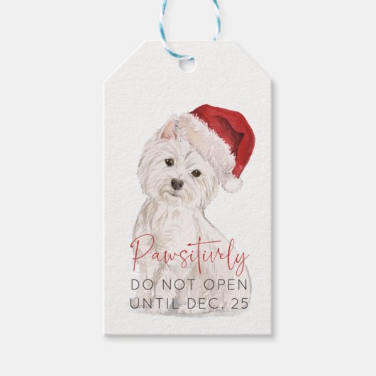 PASSIEF NIET openen Santa Dog BLANK Kerstmis Cadeaulabel (Voorkant)