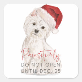 PASSIEF NIET openen Santa Dog Christmas Gift Vierkante Sticker