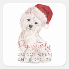PASSIEF NIET openen Santa Dog Christmas Gift Vierkante Sticker