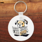 Passief nieuws Hond lezen krant T-shirt Sleutelhanger (Voorkant)