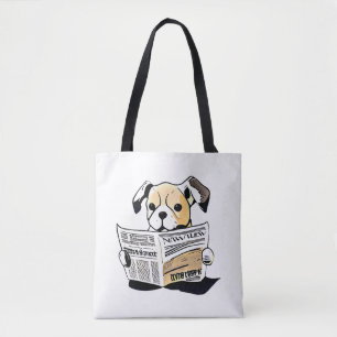 Passief nieuws Hond lezen krant T-shirt Tote Bag