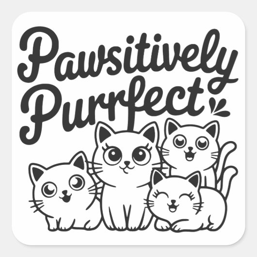 Passief purperende katten vierkante sticker (Voorkant)