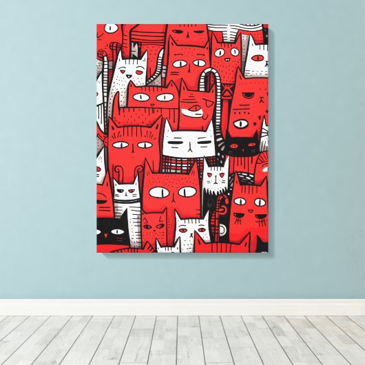 Passief Schattig: Cat Lovers' Birthday Canvas Afdruk (Insitu (Houten vloer))
