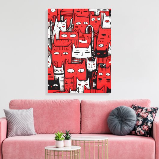 Passief Schattig: Cat Lovers' Birthday Canvas Afdruk (Insitu (Woonkamer))