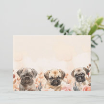 Passief Schattig drie Waterverf Pugs