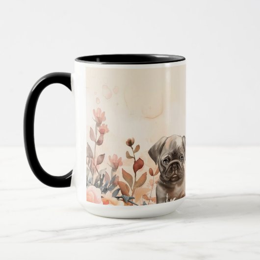 Passief Schattig drie Waterverf Pugs Mok (Links)