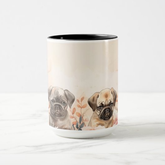 Passief Schattig drie Waterverf Pugs Mok (Midden)