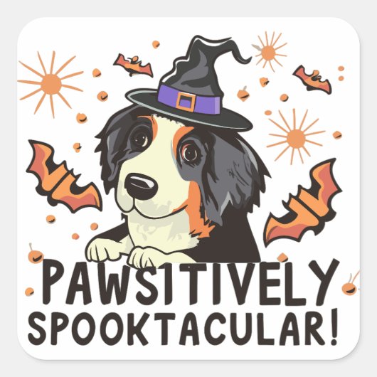 Passief spooktacular! - Halloween Berner Hond Vierkante Sticker (Voorkant)