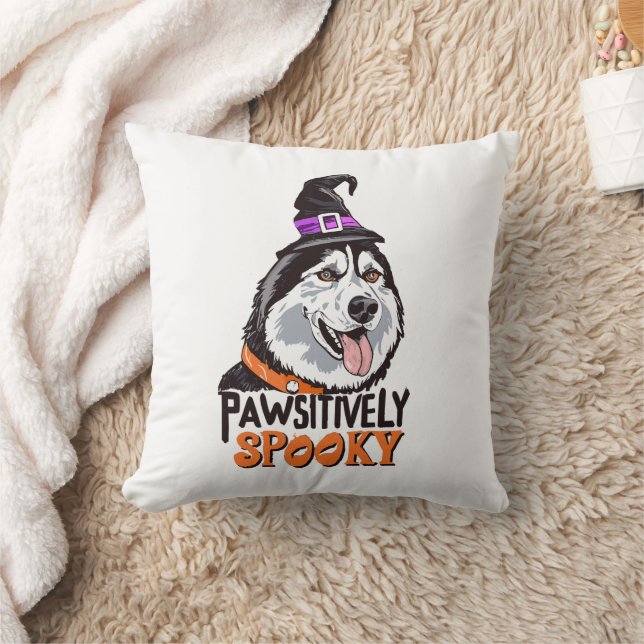 Passief Spooky Waterverf Halloween Husky Dog Kussen (Deken)