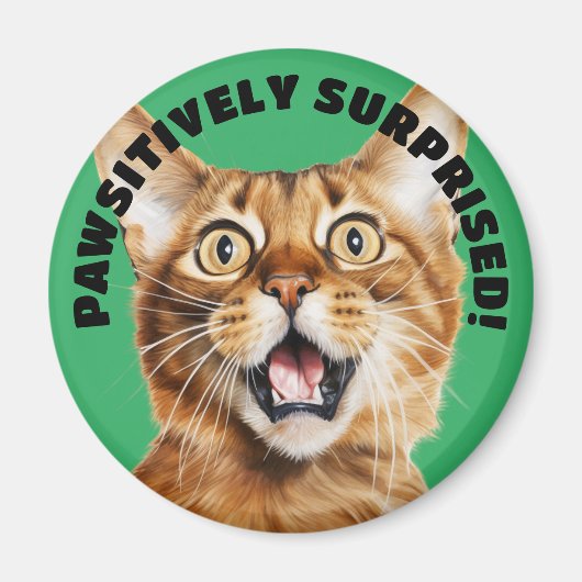 PASSIEF VERRAST! Grappige Crazy Cat Green Magneet (Voorkant)